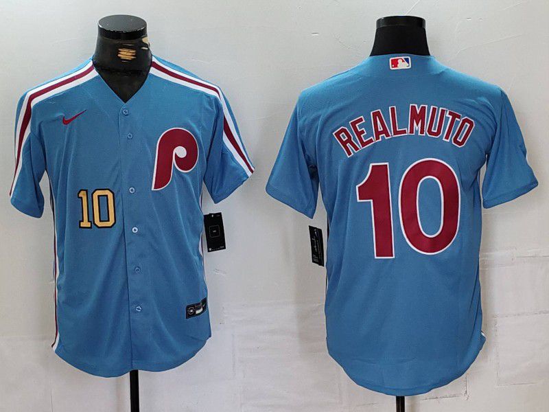 Men Philadelphia Phillies #10 Realmuto Blue Throwback 2024 Nike MLB Jersey style 3->cleveland indians->MLB Jersey